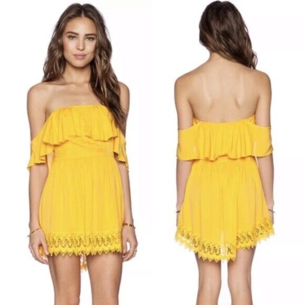 Lovers and Friends Yellow off the shoulder dress
